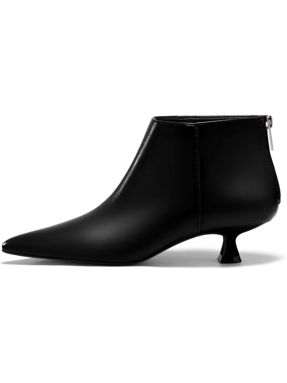 Women's Black Kitten Low Heel Booties Pointed Toe Short Ankle Boots Back Shoes